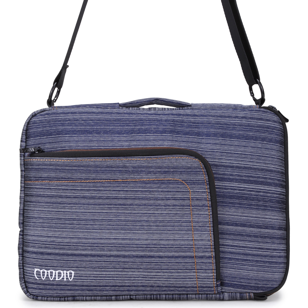 Snowflake Fabric Laptop Bag Front View Of Blue