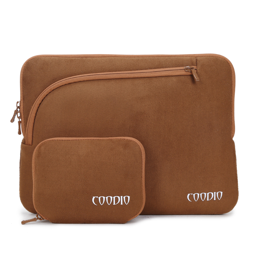 Microfiber laptop sleeve fro color brown