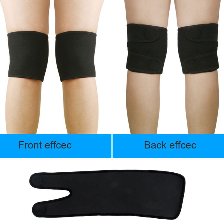 Black Neoprene Knee Brace Support - Front and Back Wearing Effect