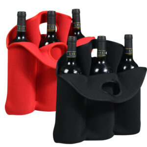 Neoprene Wine Cooler Bag with Handle - Insulated 6 Bottle Wine Carrier