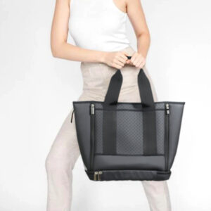 Neoprene Tote Bag Custom Handbags with Shoe Compartment Black
